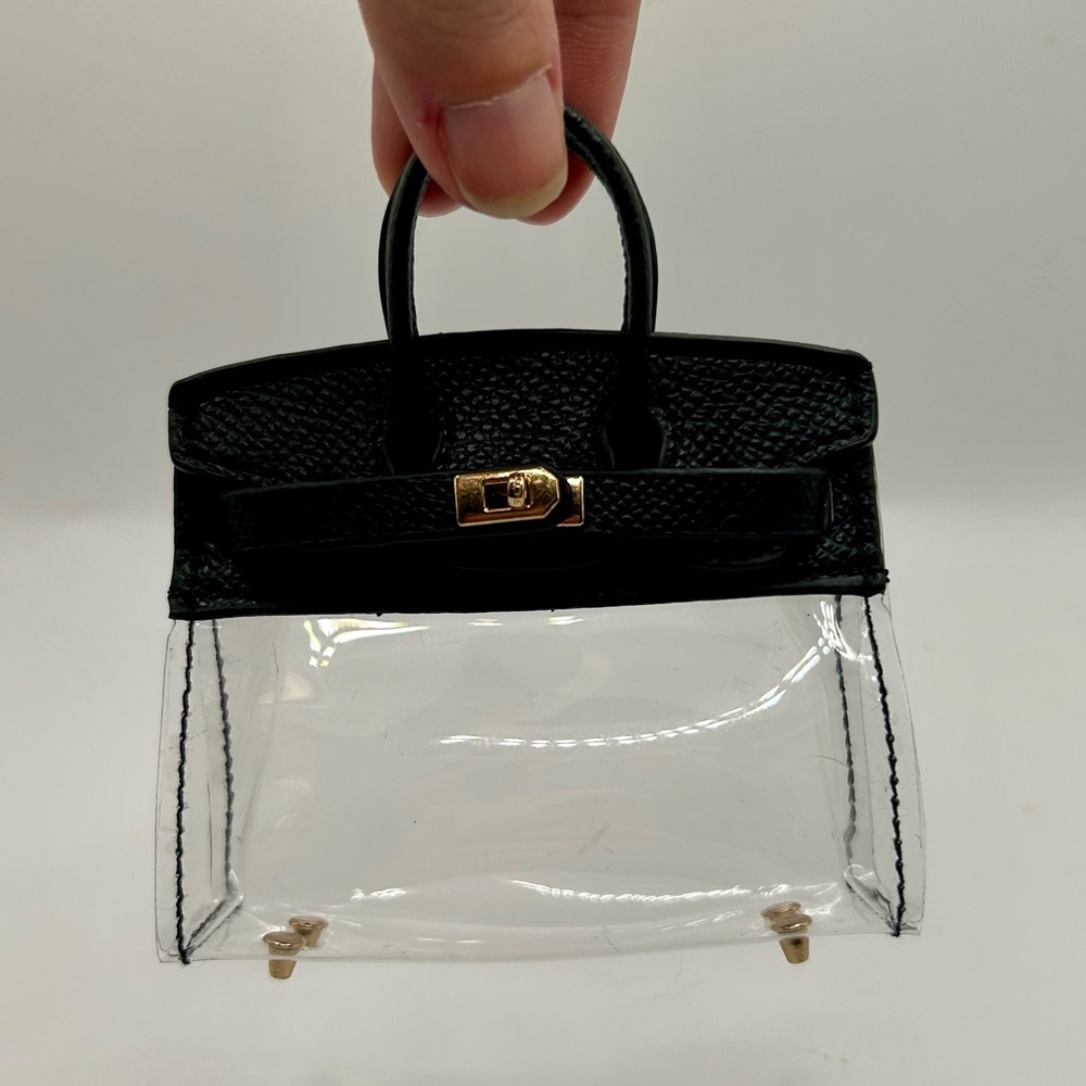 NEW Mini Purse Bag Charm Keychain Micro Pouch Compact Wallet Black Transparent